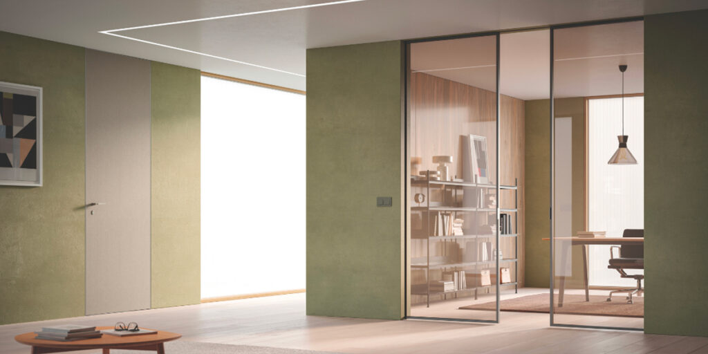 Foto di interni con bellissima porta di design in vetro Bertolotto