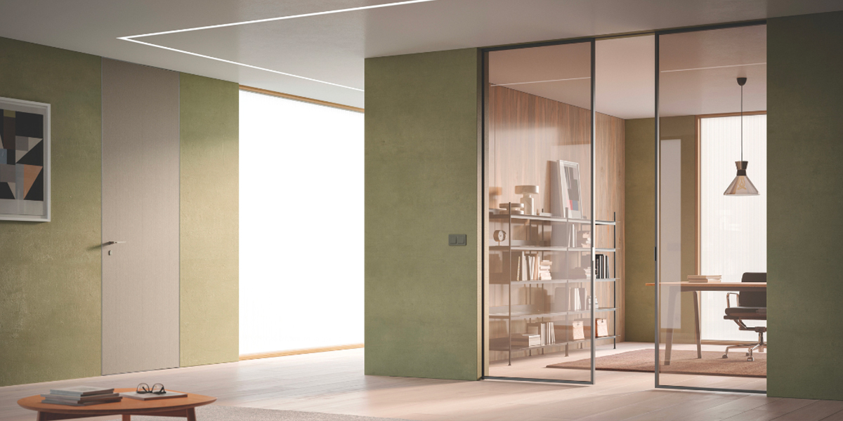 Foto di interni con bellissima porta di design in vetro Bertolotto